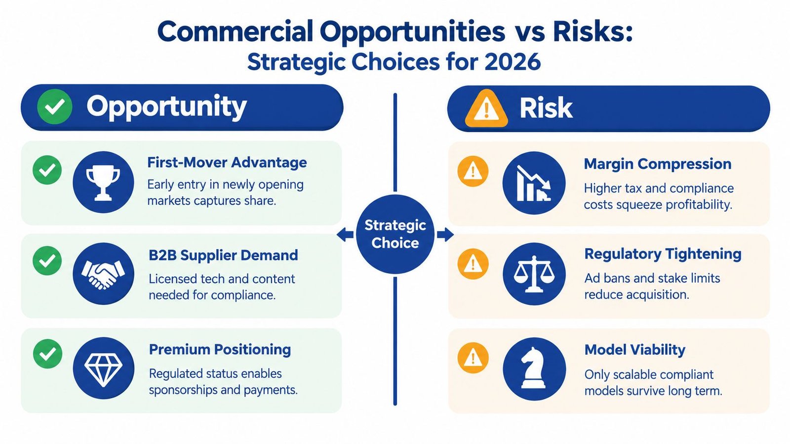 A chart illustrating commercial opportunities and risks for regulated iGaming markets in 2026 for strategic decision making.
